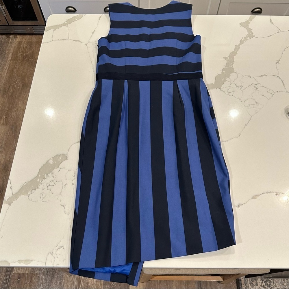 G.I.L.I. Women Milano Ponte Blue Stripe Bodycon Dress Size 8 Sleeveless Cocktail - Picture 9 of 15